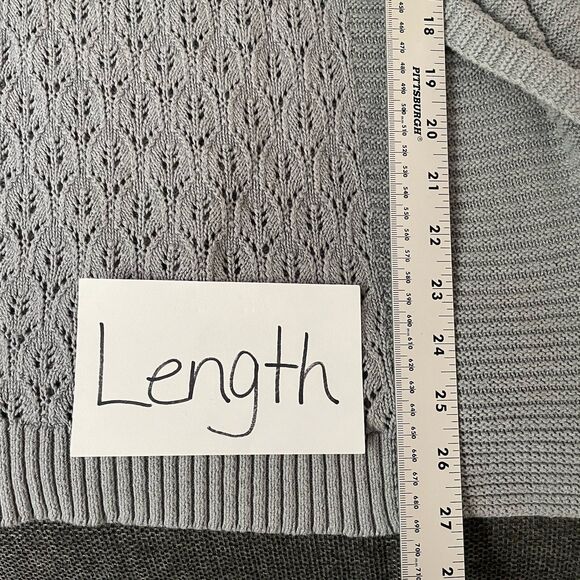 Eddie Bauer Open Front Knit Cardigan Sweater Linen Cotton Blend Gray X-Large XL - Picture 9 of 10